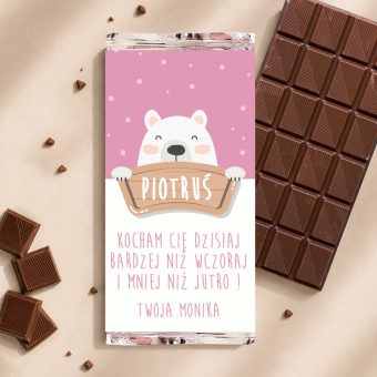 CZEKOLADA dla ukochanej Miś Polarny personalizowana