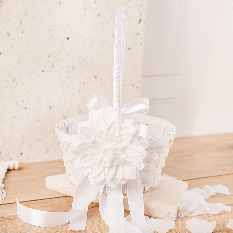 Zdjęcie w galerii - KOSZYCZEK wiklinowy ozdobny dekoracyjny Biały Kwiat ze wstążkami
