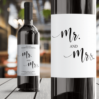 ETYKIETA na wino Mr.&Mrs. prezent dla Pary Młodej
