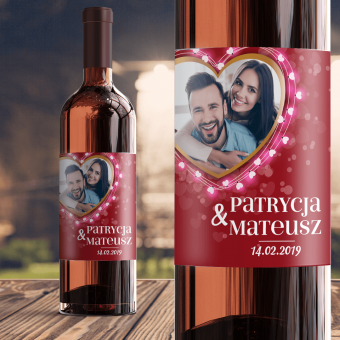 ETYKIETA na Wino Prezent na Rocznicę Zdjęcie w Sercu