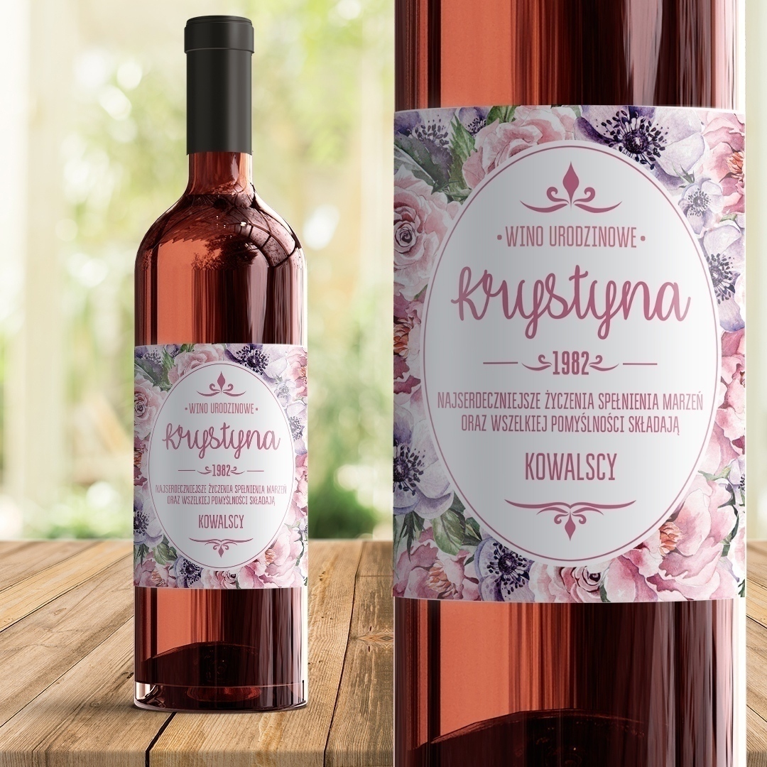 ETYKIETA na wino prezent urodzinowy Różany Ogród