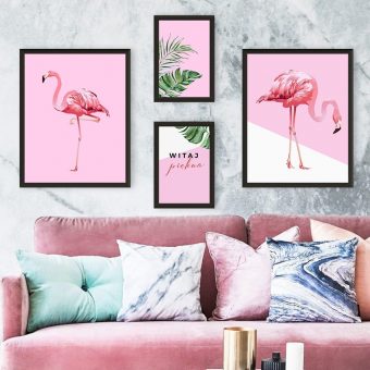 PLAKATY dekoracyjne Urocze Flamingi ZESTAW +RAMY