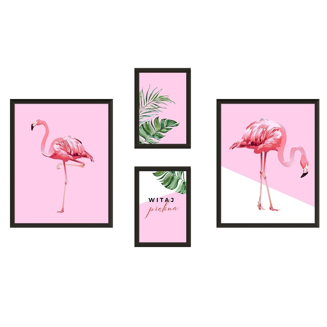 Zdjęcie w galerii - PLAKATY dekoracyjne Urocze Flamingi ZESTAW +RAMY