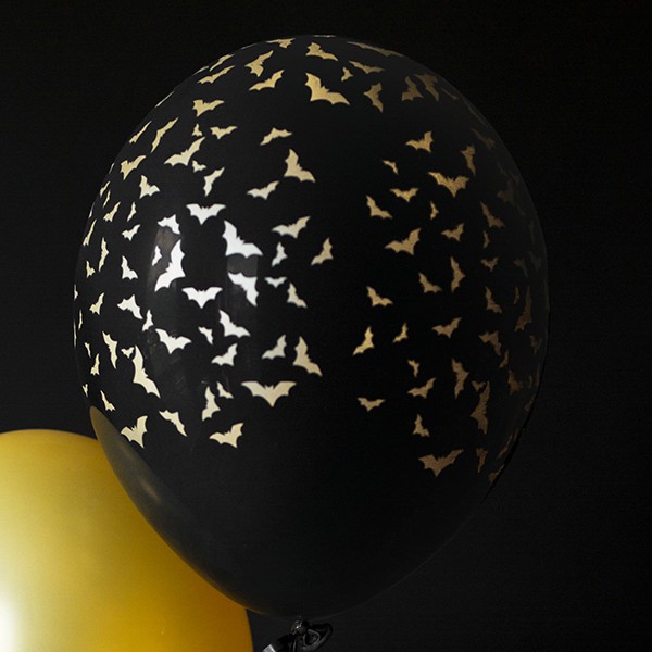 Zdjęcie slidera - BALONY czarne w złote nietoperze 6szt