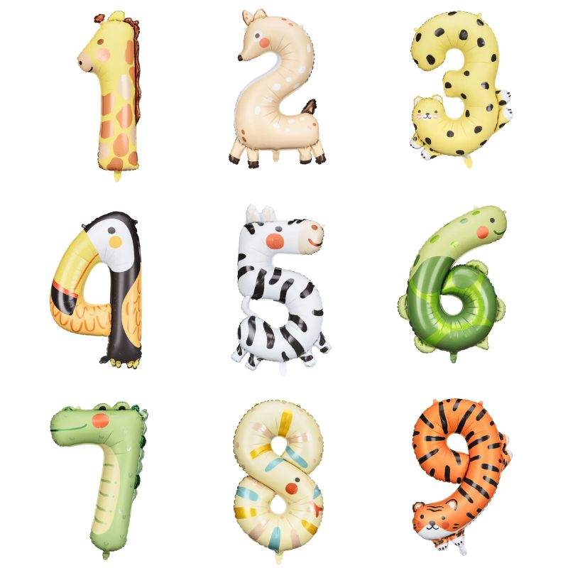 Balon cyfra w kształcie zwierzątek foliowe w postaci cyfr w kształcie zwierzątek.