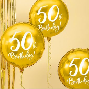 BALON foliowy Złoty na 50 Urodziny!