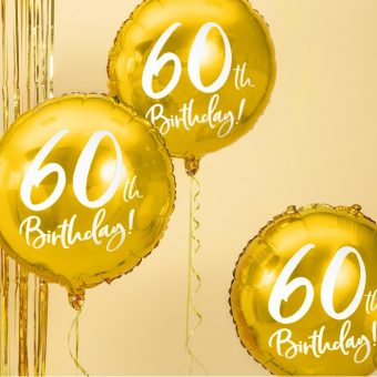 BALON foliowy Złoty na 60 Urodziny!