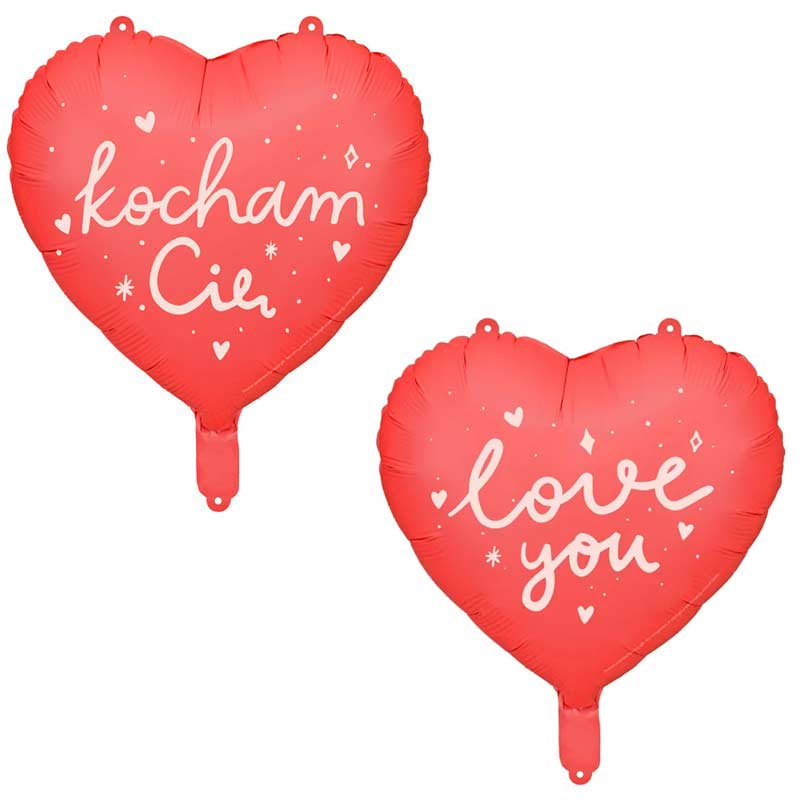 BALON w kształcie serca z napisem KOCHAM CIĘ / I LOVE YOU