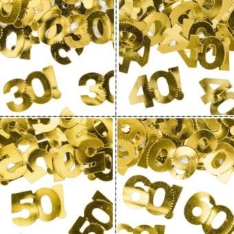 KONFETTI metalizowane na okrągłe urodziny 30,40,50,60 złote