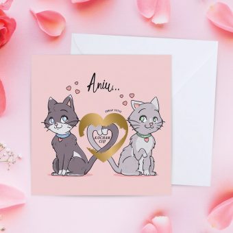 KARTKA Na Walentynki Zakochane Kotki Ze Zdrapką PERSONALIZOWANA