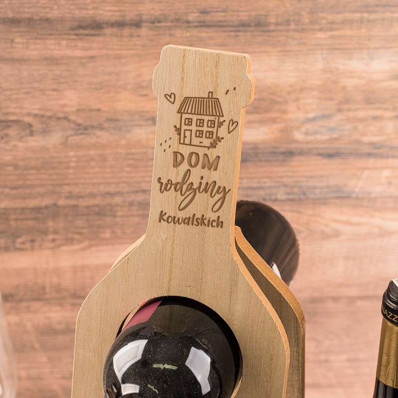 Zdjęcie w galerii - STOJAK drewniany na butelki wina prezent dla rodziny