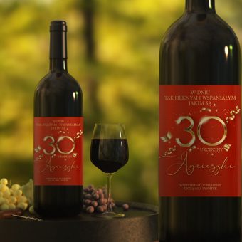 ETYKIETA na Wino Prezent na 30 Urodziny Złota 30-stka PERSONALIZOWANA