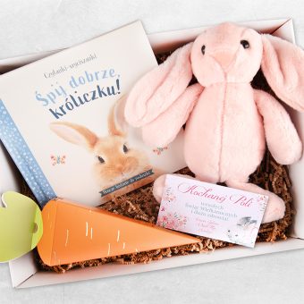 ZESTAW Wielkanocny prezent dla dziecka Króliczek i Książka +bilecik z życzeniami