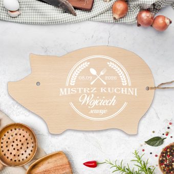 Deska Świnka Prezent dla Niego Mistrz Kuchni PERSONALIZOWANA