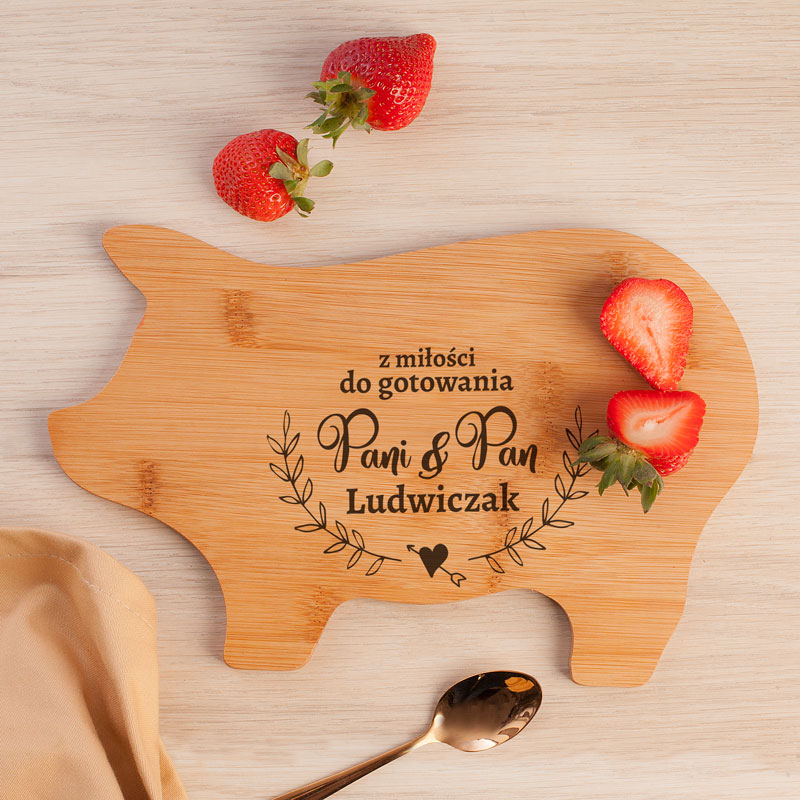 Deska Świnka Prezent dla Pary Z miłości do gotowania PERSONALIZOWANA
