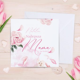 KARTKA na Dzień Mamy Najlepsza Mama na świecie PERSONALIZOWANA+koperta