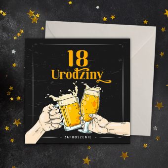 ZAPROSZENIA Uniwersalne na 18 urodziny Beer Party 10szt +KOPERTY