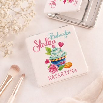 LUSTERKO kieszonkowe skórzane Słodka Babeczka PERSONALIZOWANE