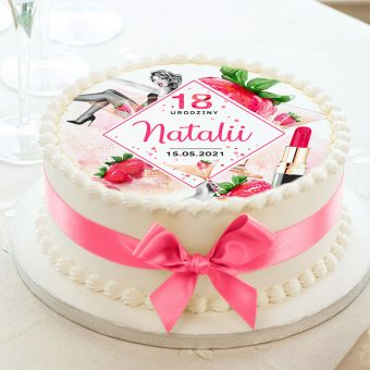 Opłatek na tort na 18 urodziny PERSONALIZOWANY