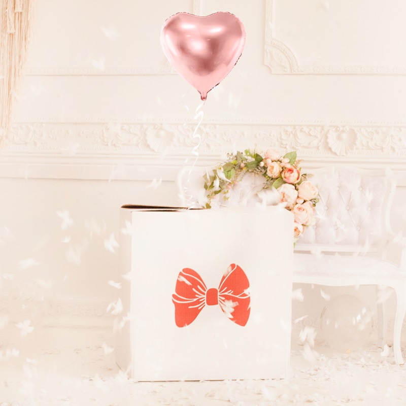 Zdjęcie slidera - Balon różowe serce z helem w pudełku z kokardą