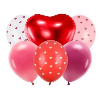 ZESTAW balonów różne kształty i kolory Dekoracja walentynkowa 6szt