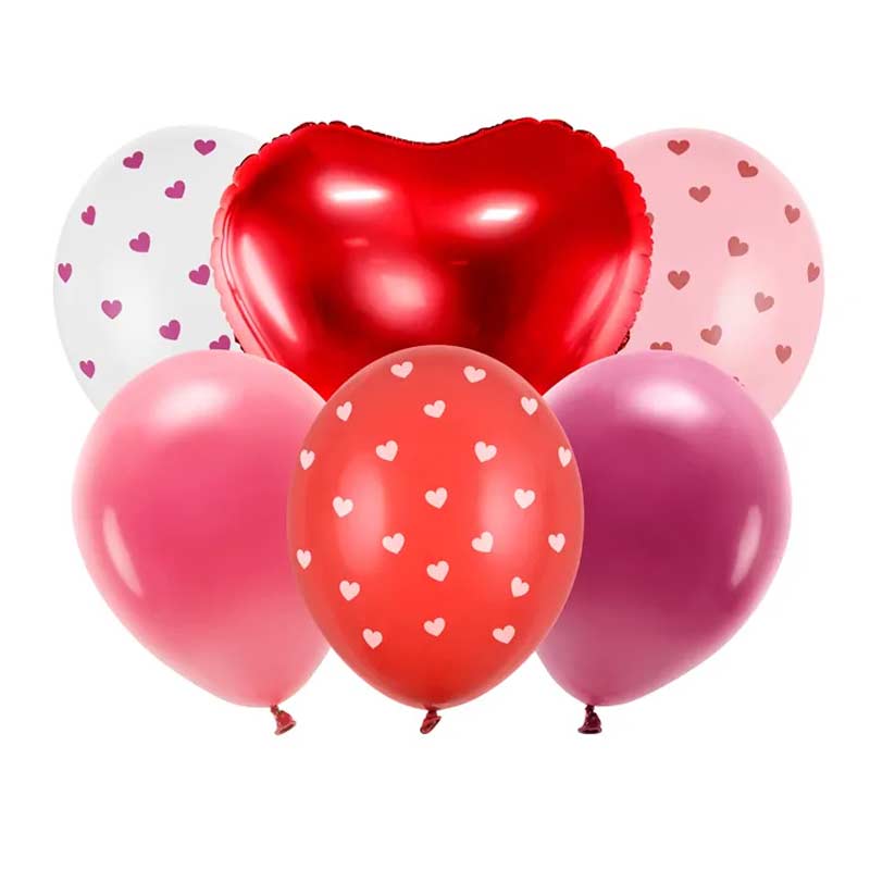 Zdjęcie slidera - ZESTAW balonów różne kształty i kolory Dekoracja walentynkowa 6szt