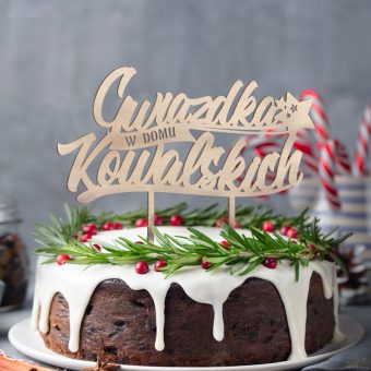 TOPPER na Świąteczne Ciasto Gwiazdka w Domu Z NAZWISKIEM