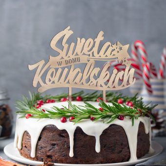 TOPPER Dekoracja Na Świąteczne Ciasto Święta w Domu z NAZWISKIEM
