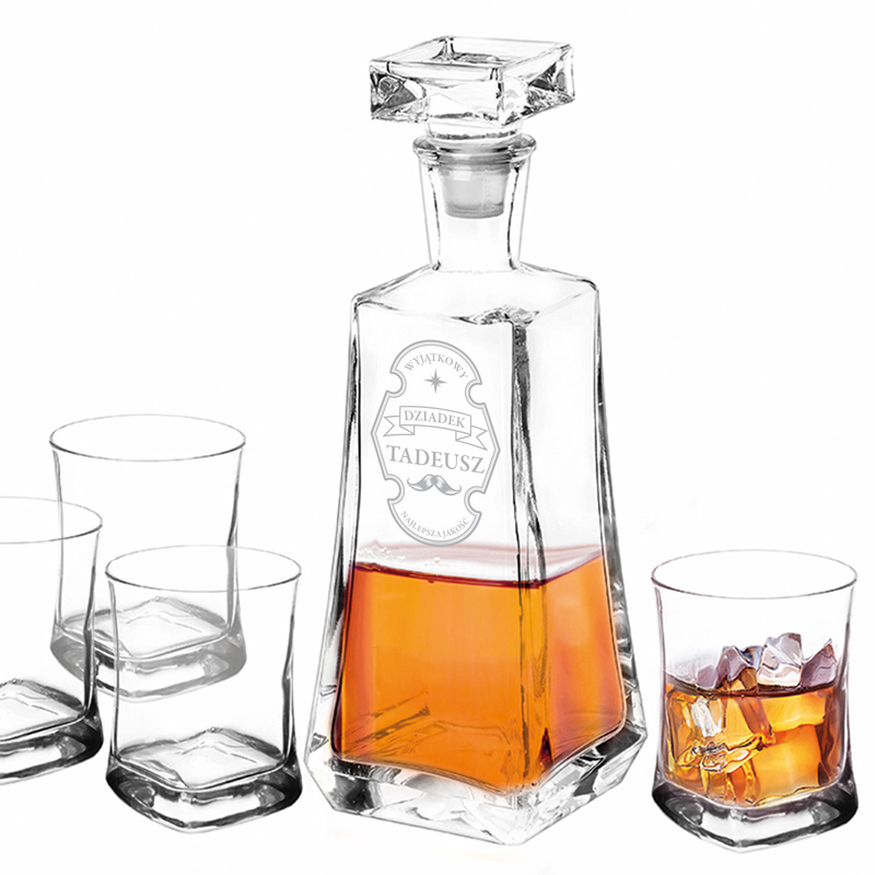 Zdjęcie w galerii - ZESTAW szklany Karafka i 4 szklanki Herbu Wyjątkowy Dziadek
