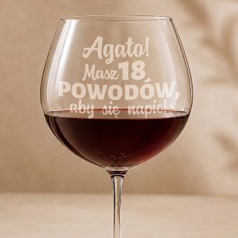 KIELISZEK do Wina Prezent na 18 urodziny dla Dziewczyny