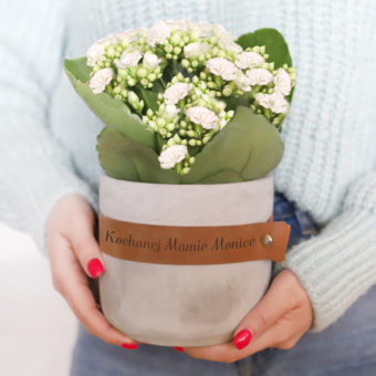 DONICZKA ceramiczna z grawerem Dekoracja osłonka na kwiaty Prezent dla mamy