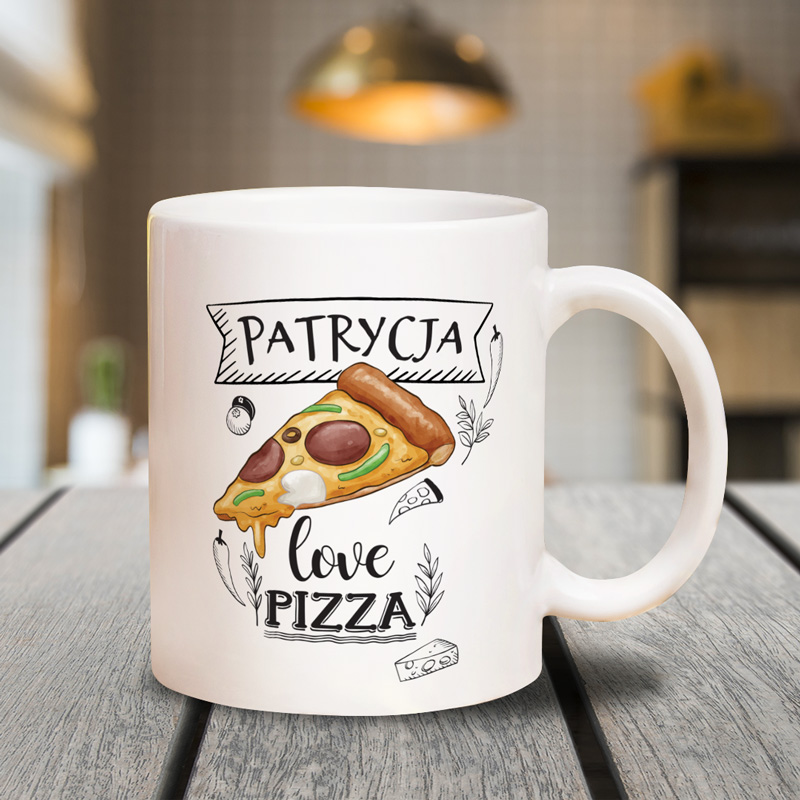 KUBEK z napisem LOVE PIZZA Prezent dla miłośnika pizzy