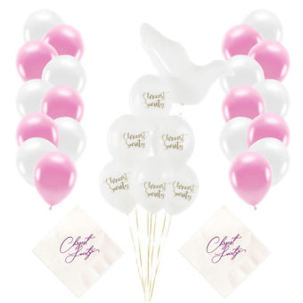 ZESTAW ozdoby dekoracje na chrzest dziewczynki (balony serwetki)