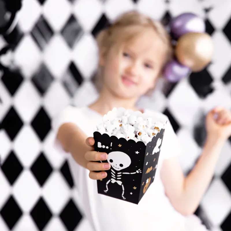 Zdjęcie slidera - PUDEŁKA na popcorn i przekąski Szkielet Dekoracje na Halloween 6szt.