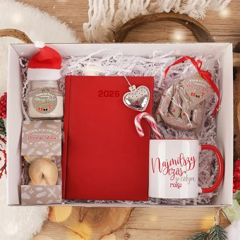 ZESTAW świąteczny dla niej elegancki box prezentowy z kalendarzem
