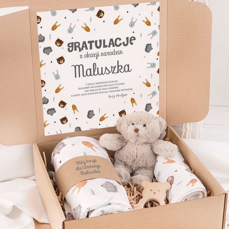 Box na narodziny dla dziecka w stylu skandynawskim.
