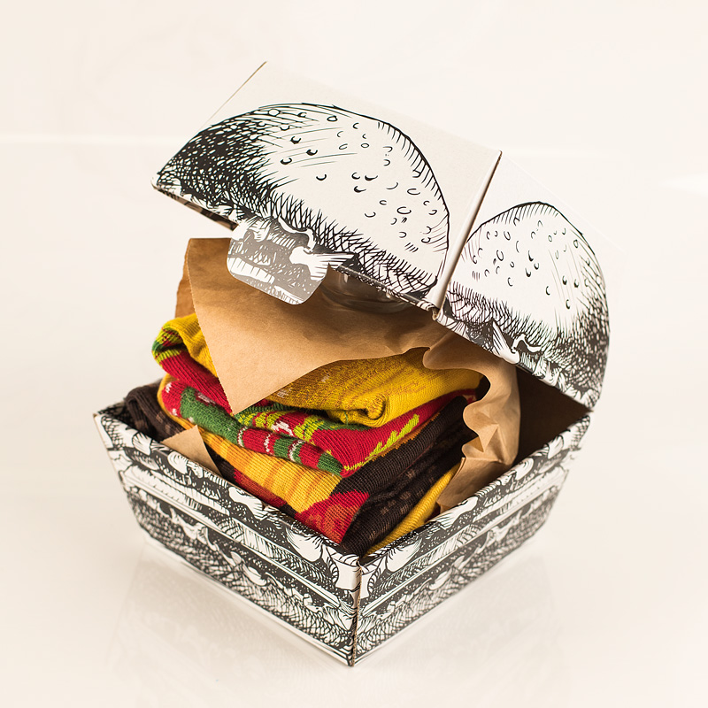 Zdjęcie w galerii - SKARPETKI burger w pudełku śmieszny prezent 2 pary