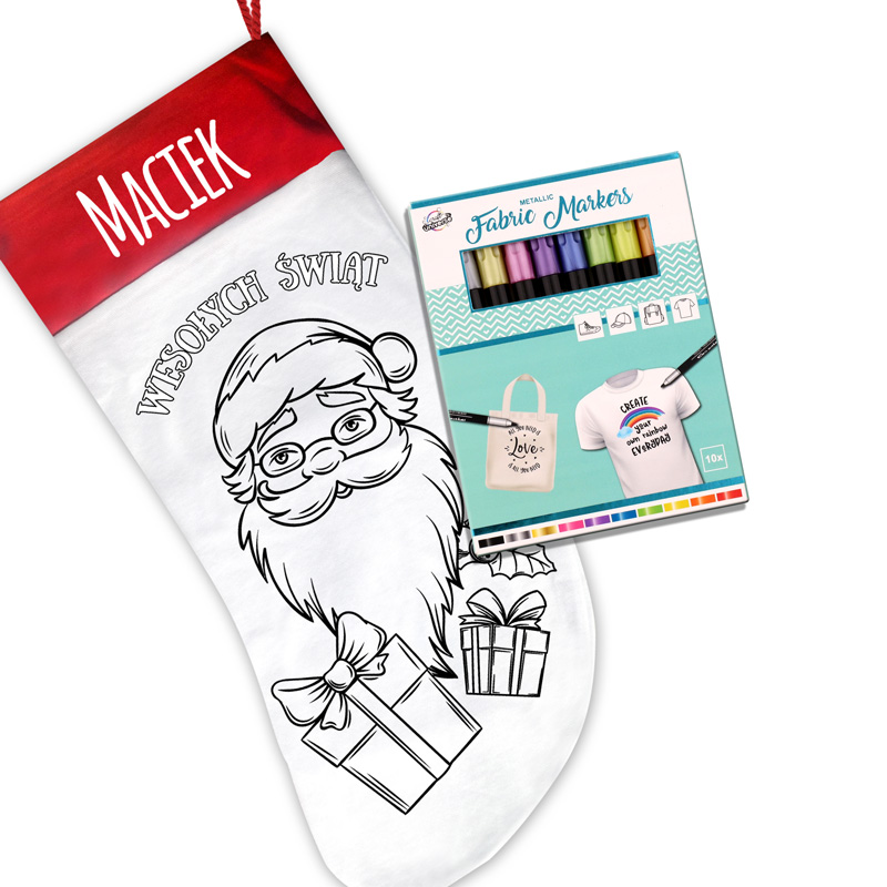 Zdjęcie w galerii - SKARPETA świąteczna do kolorowania z markerami kreatywny prezent