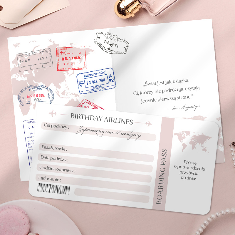 Zdjęcie w galerii - ZAPROSZENIA Paszport z biletem na 18 urodziny dziewczyny 10szt