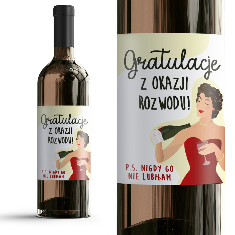 Zdjęcie w galerii - ETYKIETA na butelkę wina prezent dla przyjaciółki z okazji rozwodu