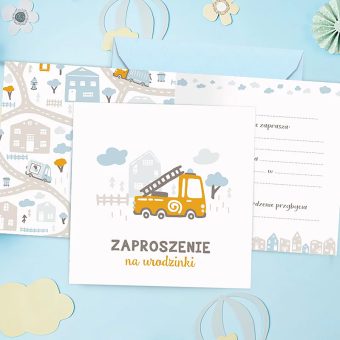 ZAPROSZENIA na urodziny dziecka Samochodziki 10szt.