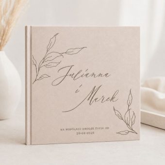 KSIĘGA ALBUM 2w1 na wpisy i zdjęcia ślubne welurowa okładka Gałązki