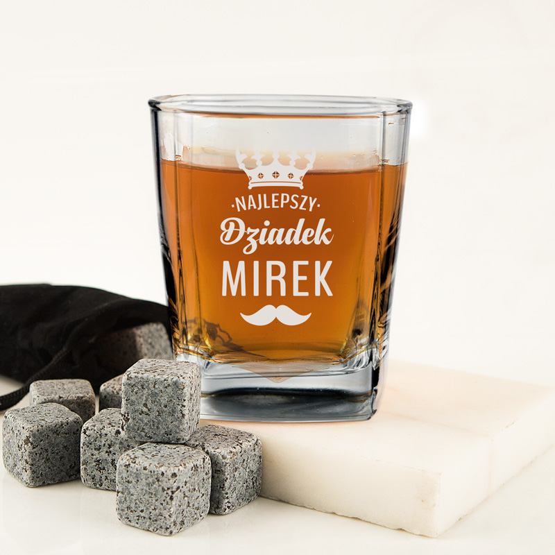 Zdjęcie slidera - SZKLANKA z kamieniami do whisky Elegancki prezent dla dziadka