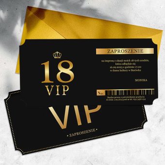 ZAPROSZENIE na 18 urodziny jak bilet VIP personalizowane