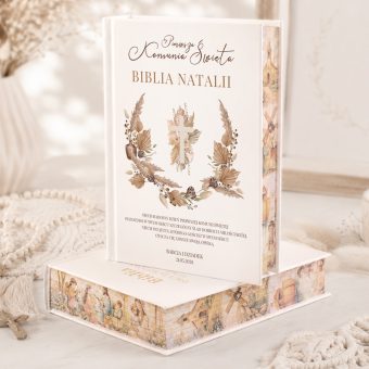 BIBLIA na Komunię Pamiątka Komunijna Boho