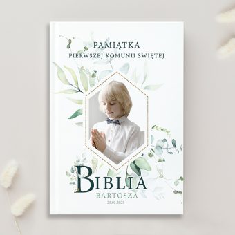 BIBLIA exclusive personalizowana pamiątka na Komunię ze zdjęciem