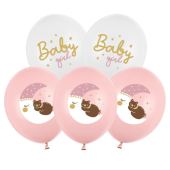 BALONY różowe na Baby Shower Baby Girl 6szt
