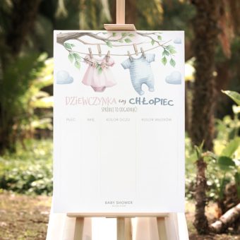 PLAKAT Zabawa Na Baby Shower Zgadnij Płeć  50x70cm