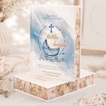 BIBLIA Pamiątka Na Chrzest Święty z Imieniem