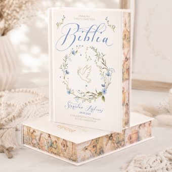 Personalizowana BIBLIA dla Dziecka z Okazji Chrztu Świętego Prezent Od Chrzestnego